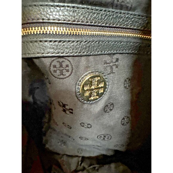 Tory Burch Marion Large Slouchy Tote Bag Gold Chain Black Pebbled Leather - Picture 8 of 16